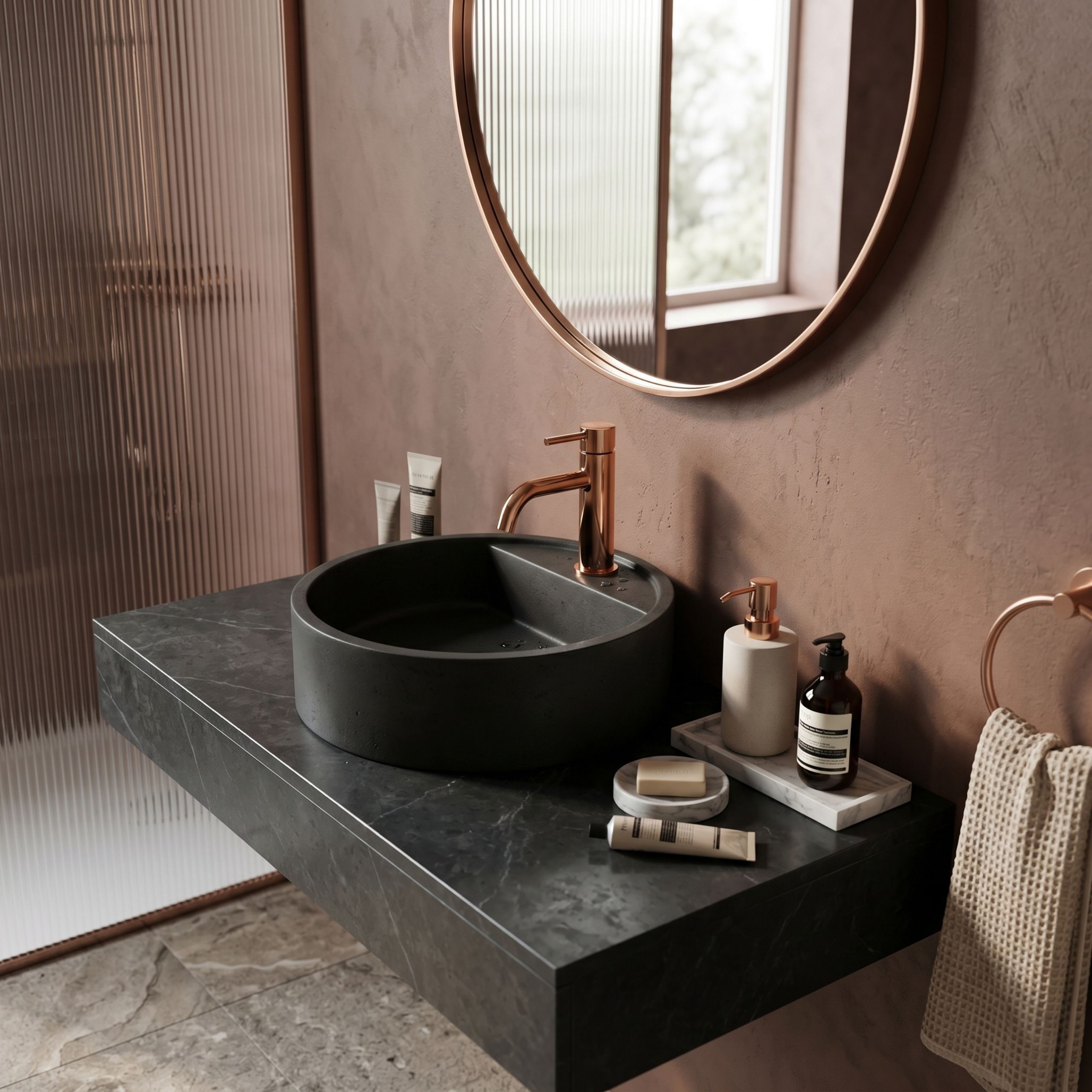Slavina za umivaonik Rea Lungo Copper Low