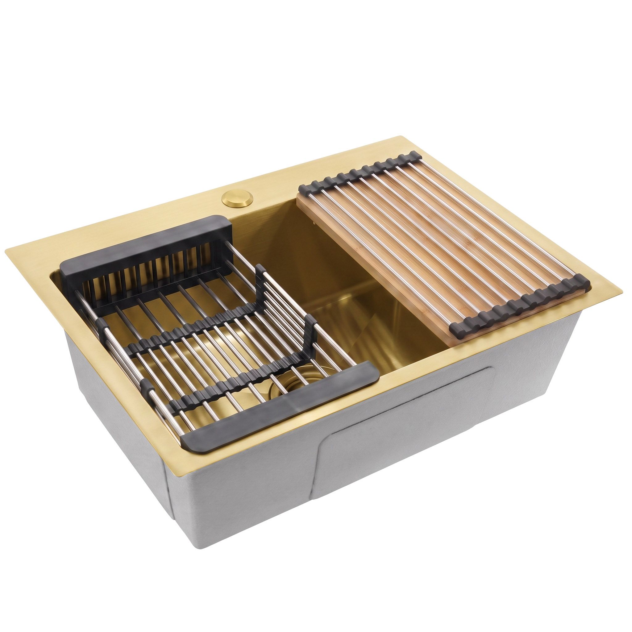 Čelični sudoper sa setom dodataka 3 kom. REA Liam Brush Gold