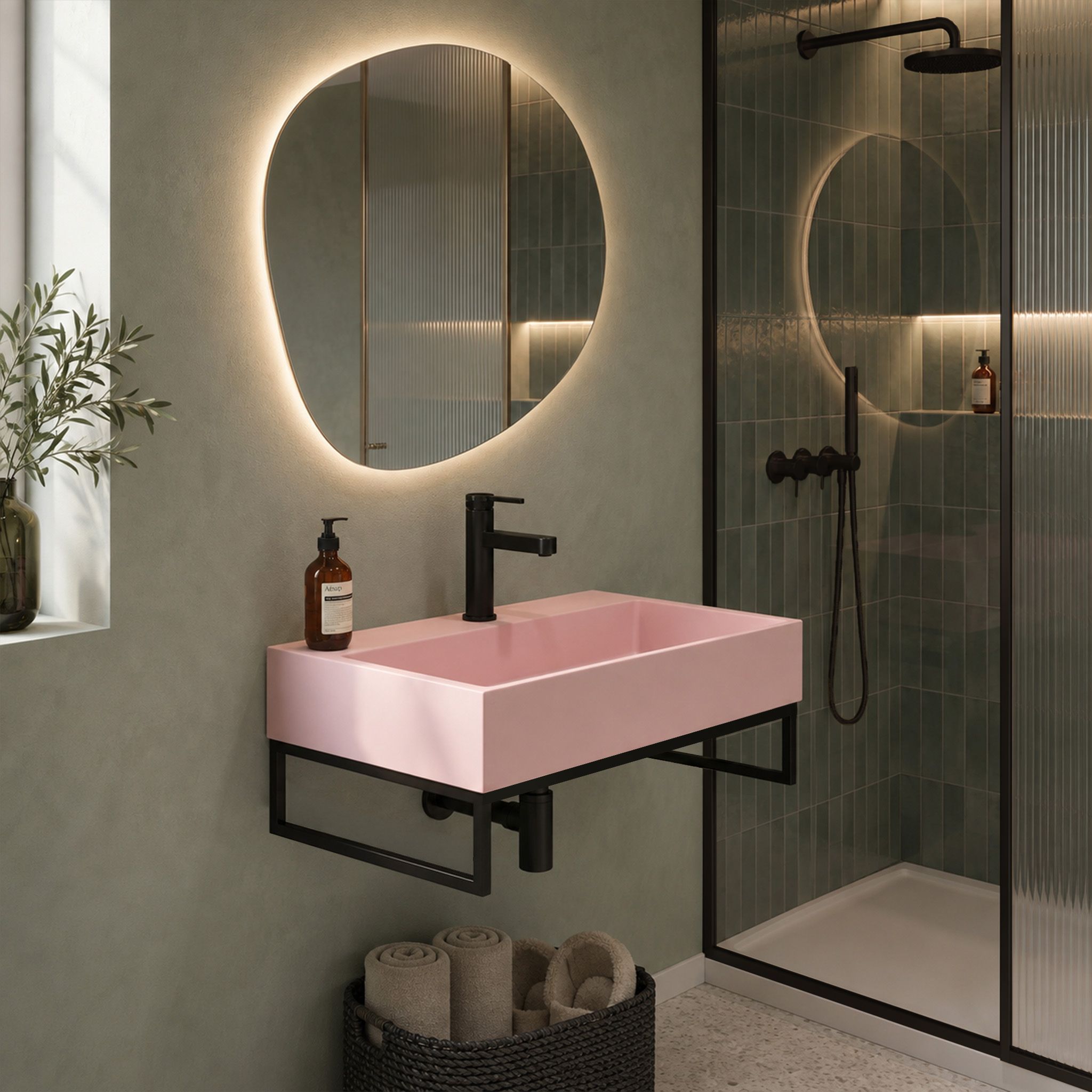 Nablatni umivaonik GOYA PINK 60CM + Okvir