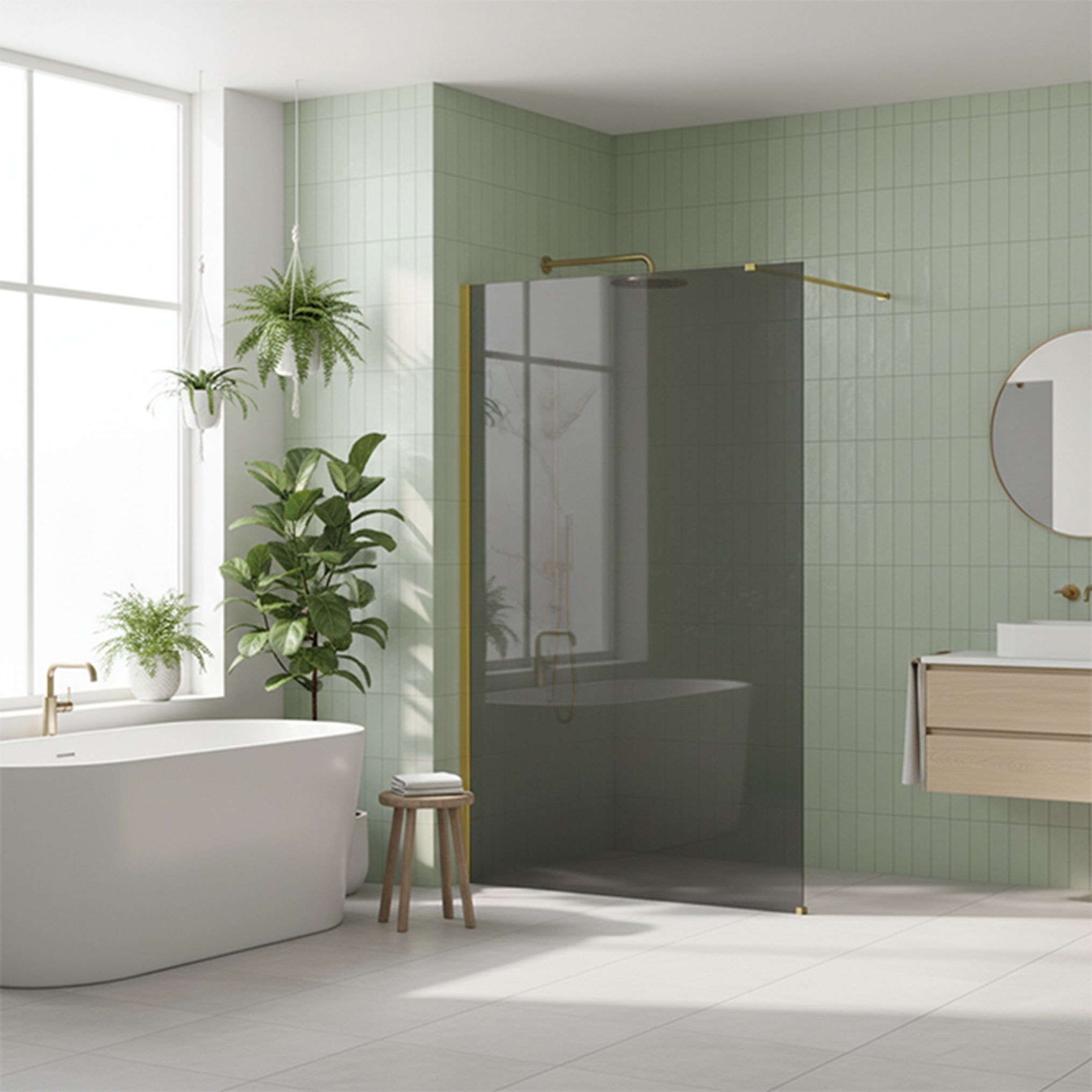 Tuš zaslon Rea Flexi Grey/ Gold 100