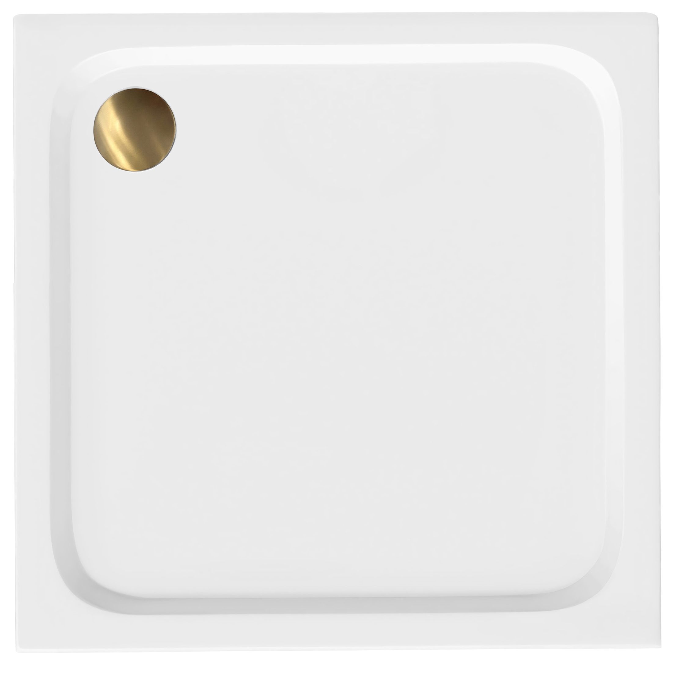 Akrilna ladica za tuširanje Rea Belmond White 80x80 Brush Gold