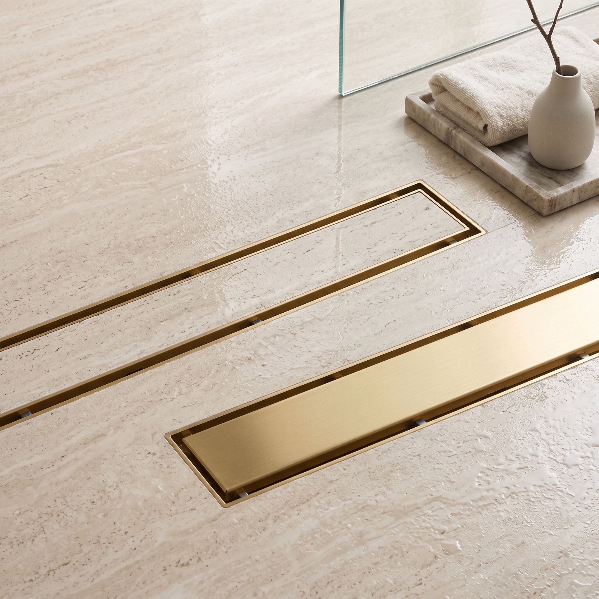 Tuš kanalica Rea Neox brush gold 80
