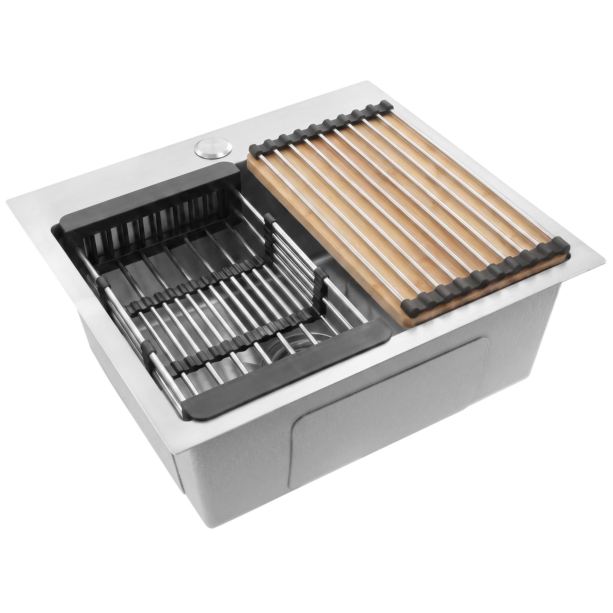 Čelični sudoper sa setom dodataka 3 kom. REA Leo 50 Brush Nickel