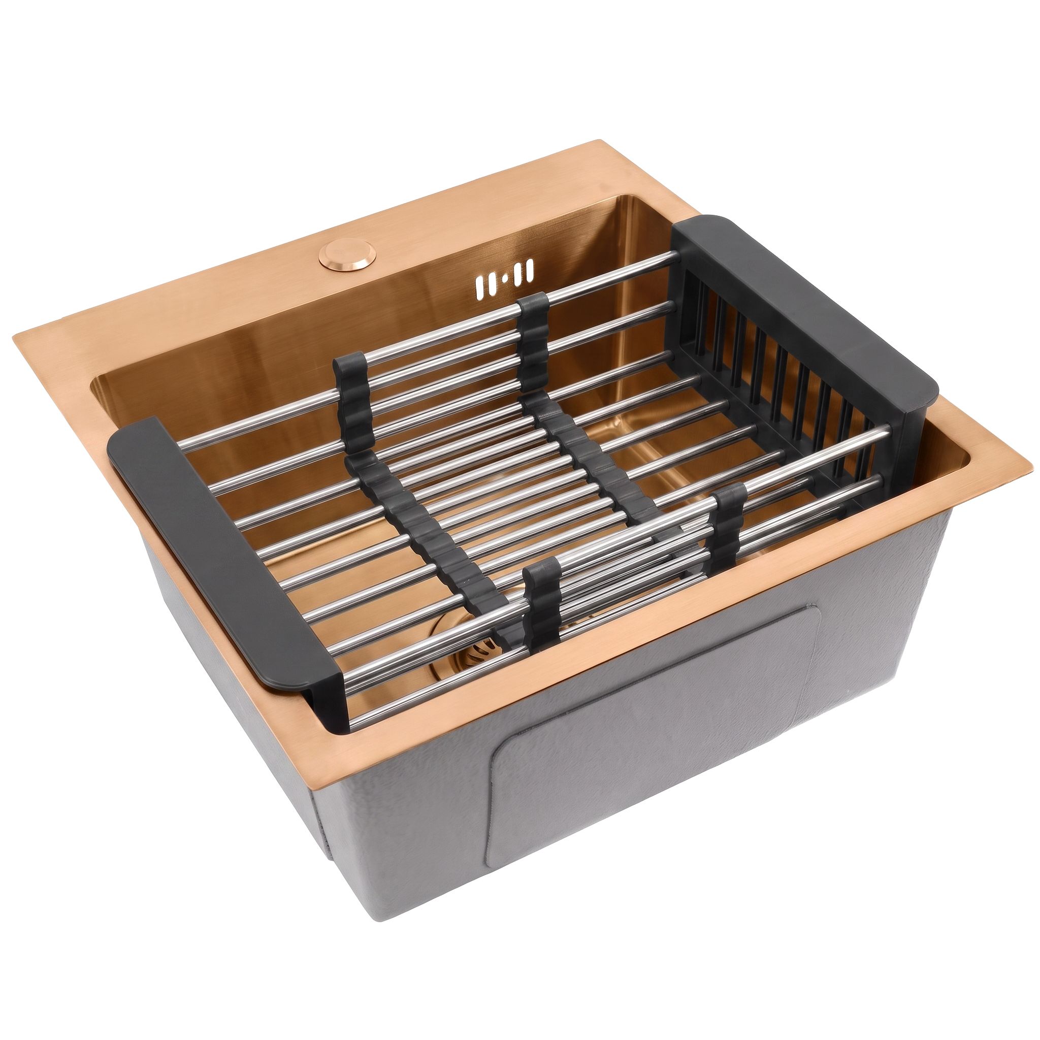 Čelični sudoper sa setom dodataka 3 kom. REA Leo 40 Brush Copper