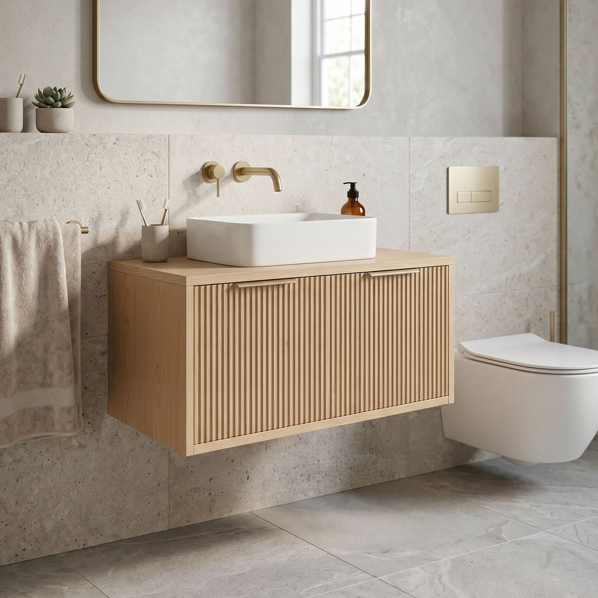 Kupaonski ormarić ispod umivaonika Rea Core 80cm Beige