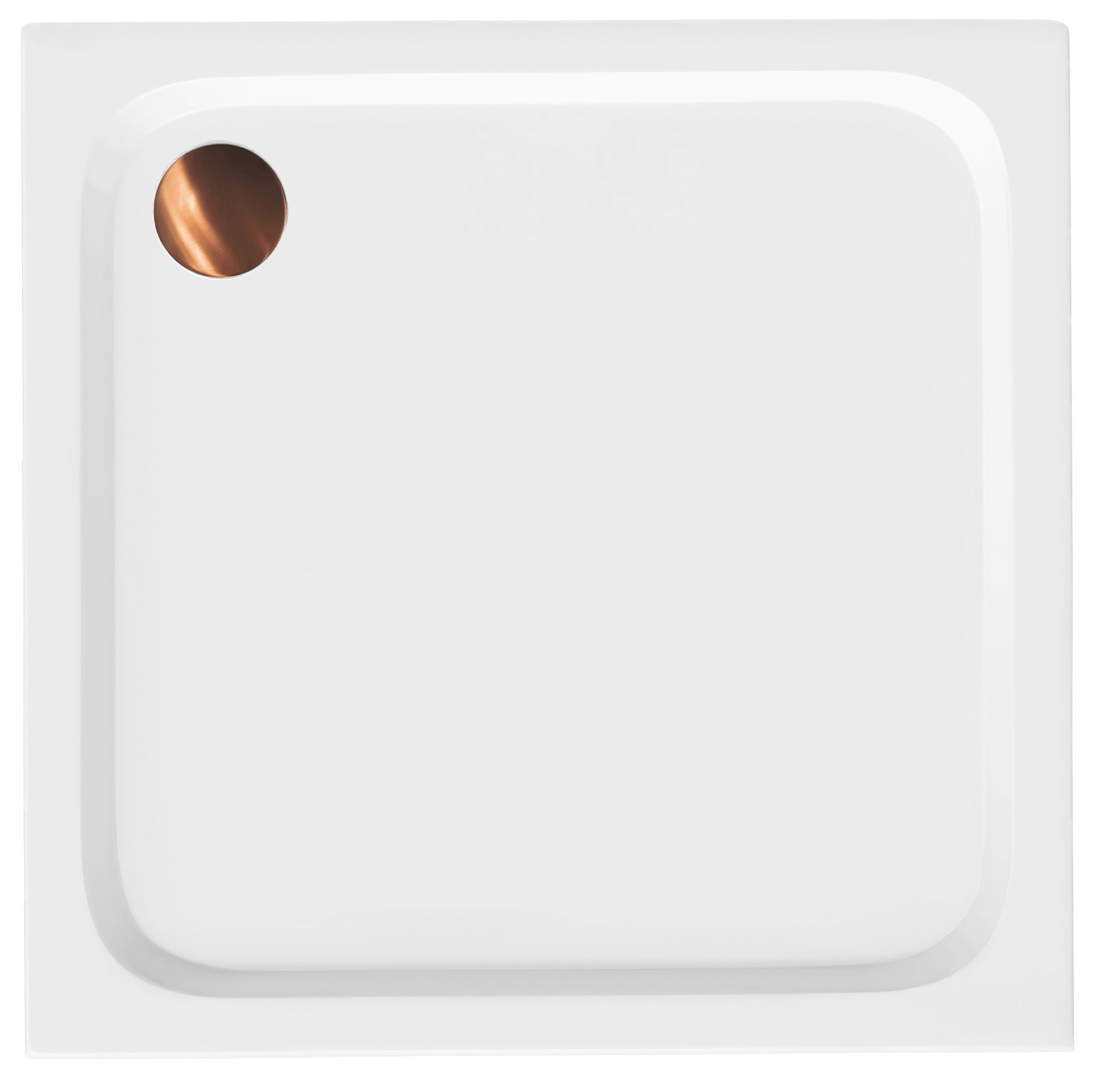 Akrilna ladica za tuširanje Rea Belmond White 80x80 Brush Copper