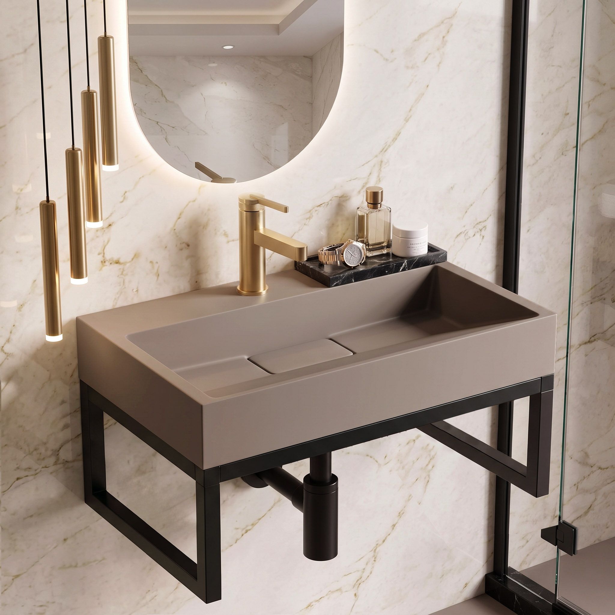 Nablatni umivaonik Rea GOYA TAUPE 60CM + stalak