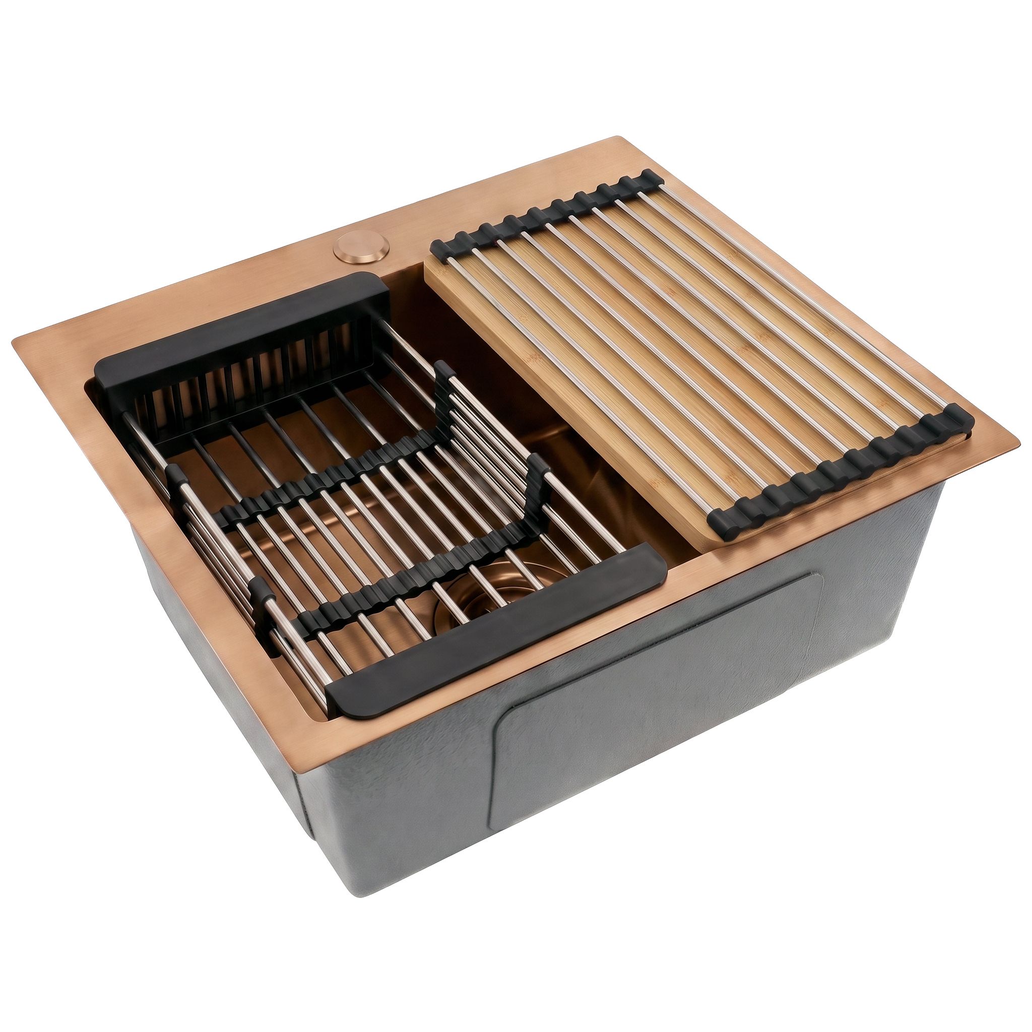 Čelični sudoper sa setom dodataka 3 kom. REA Leo 50 Brush Copper