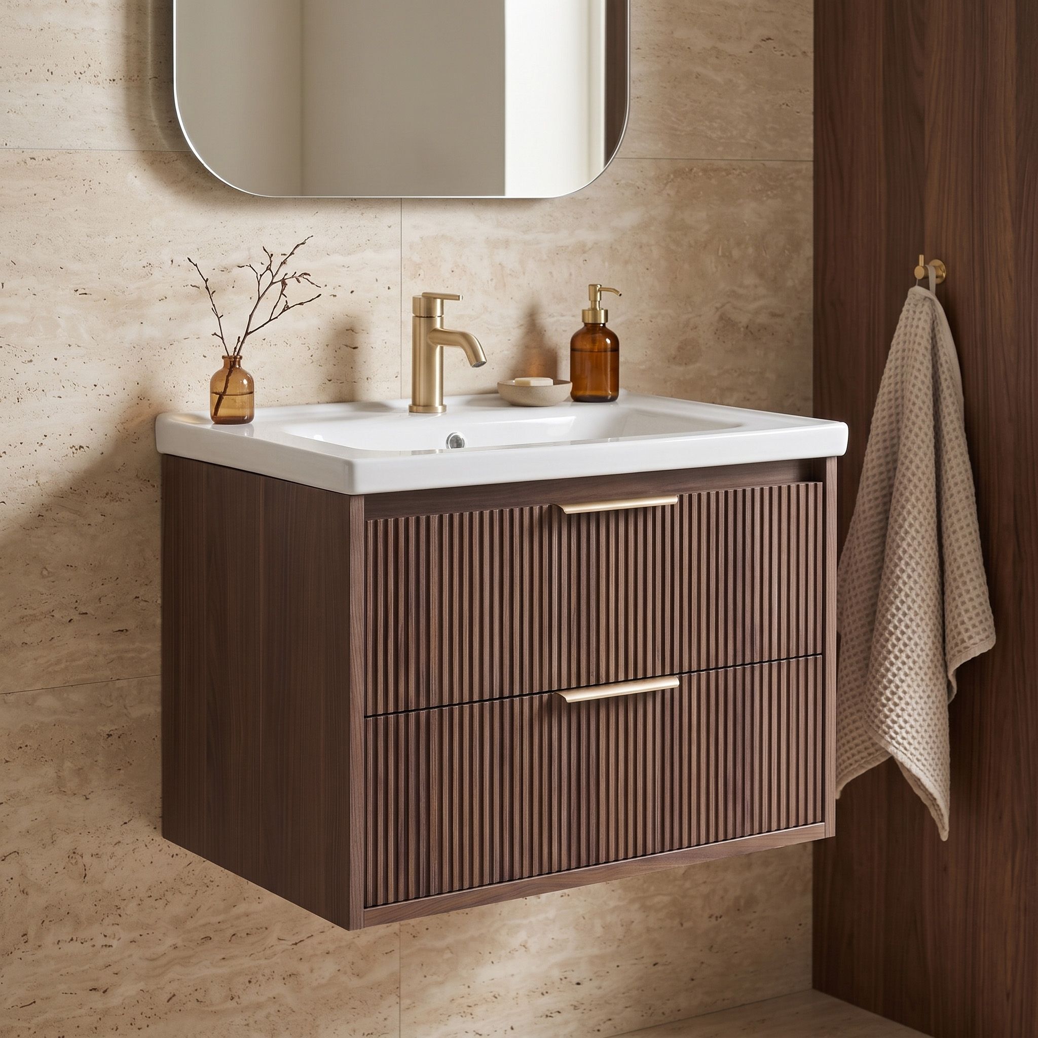Kupaonski ormarić s umivaonikom REA Sherry 60cm Brown Walnut