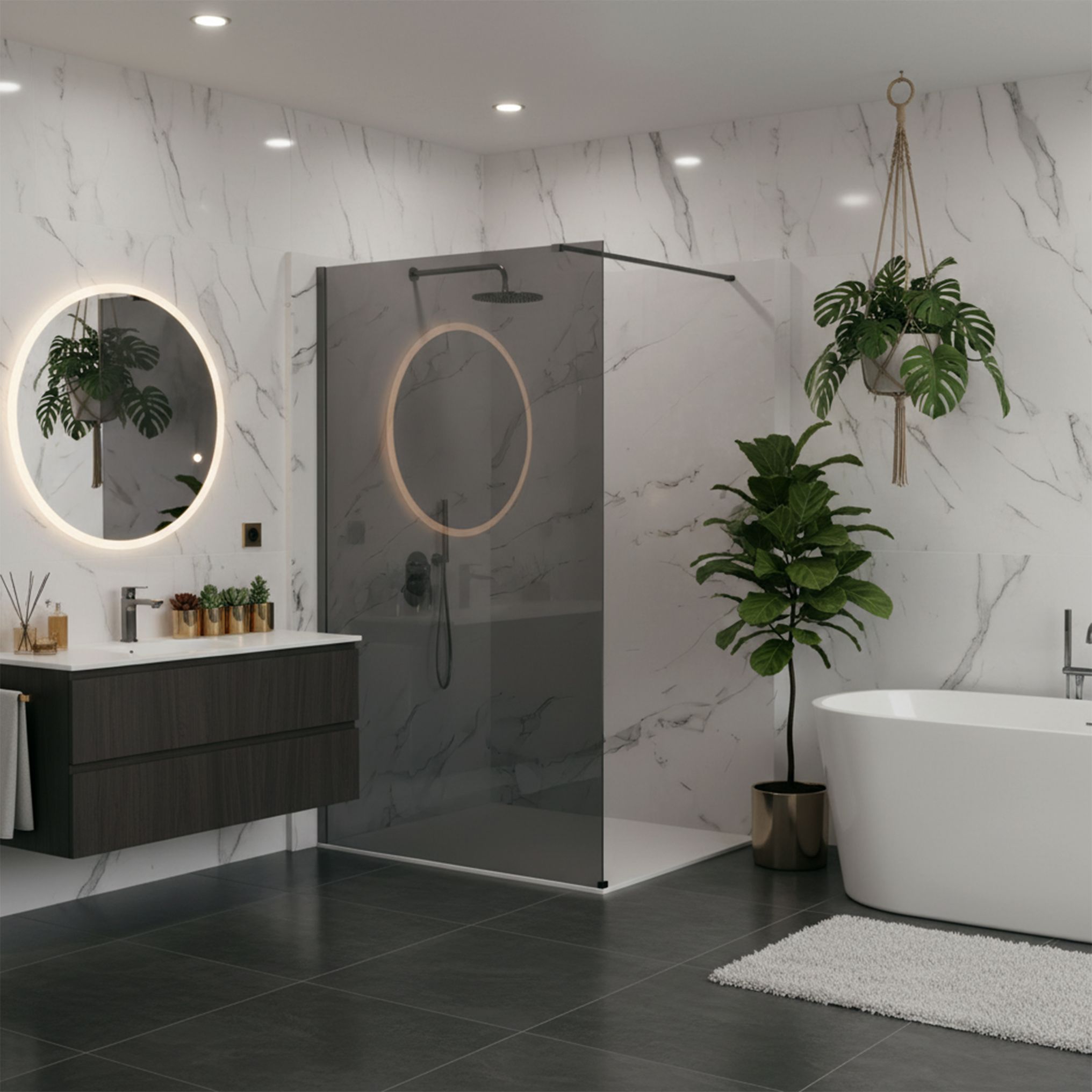 Tuš zaslon Rea Flexi Grey / Titan 110
