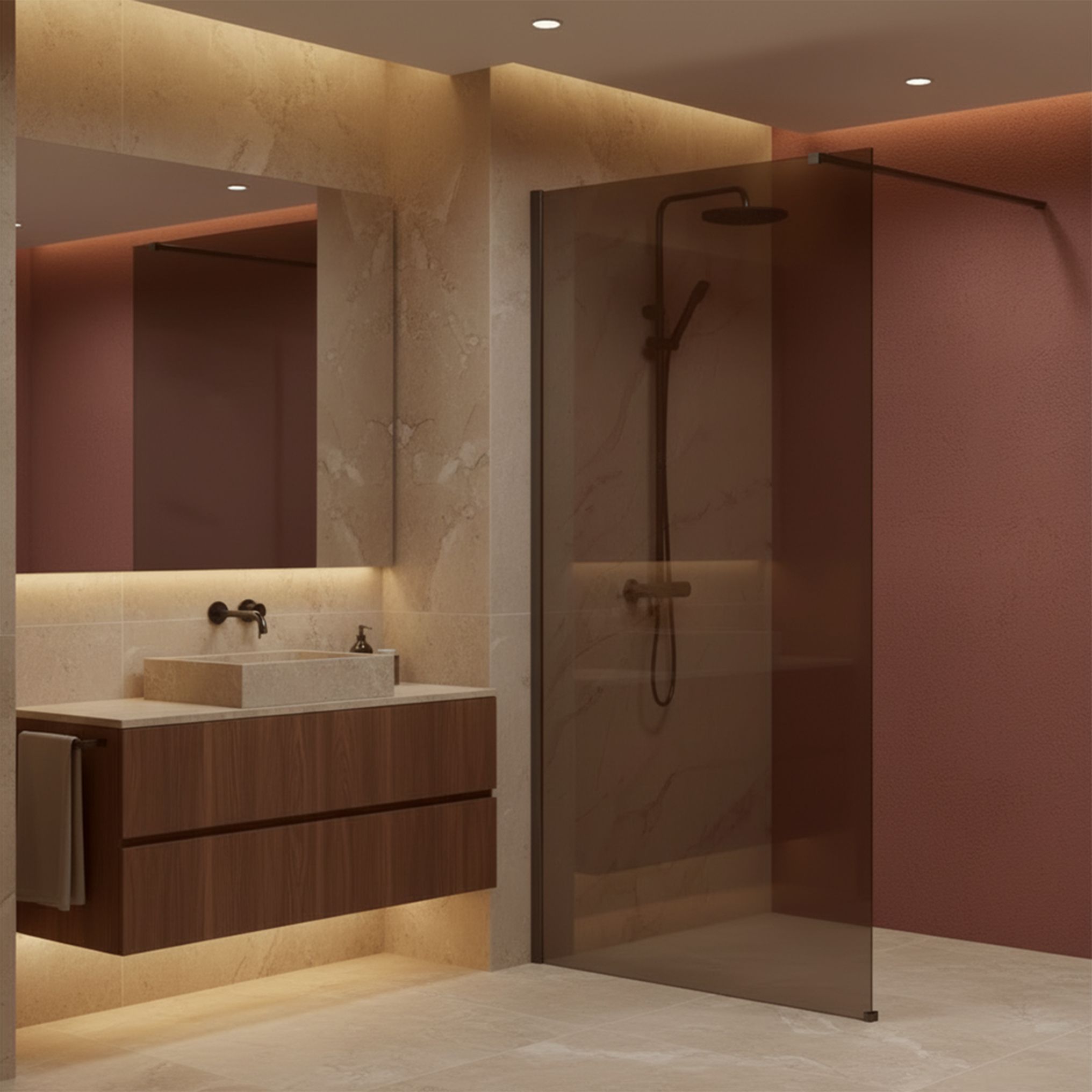 Tuš zaslon Rea Flexi Brown / Titan 80