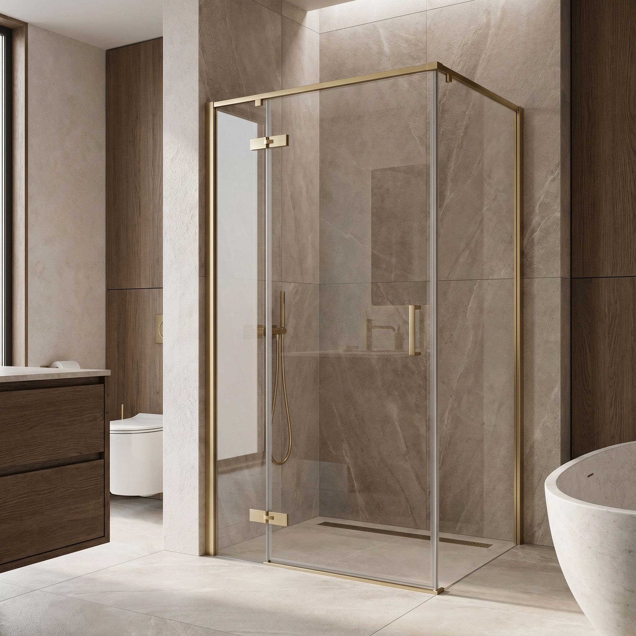 Tuš Kabina Rea Bruno 100x80 Brush Gold