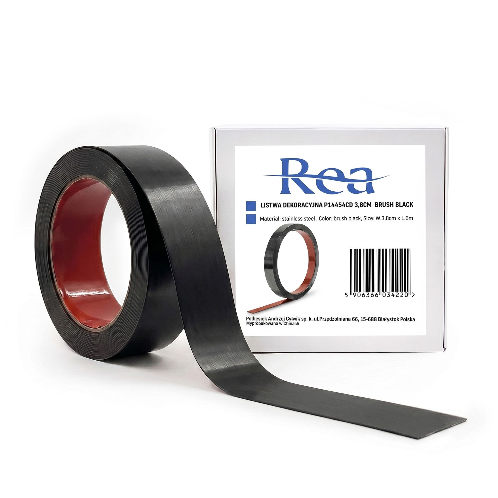 Samoljepljiva dekorativna lajsna Rea P14454CD 3,8cm Brush Black
