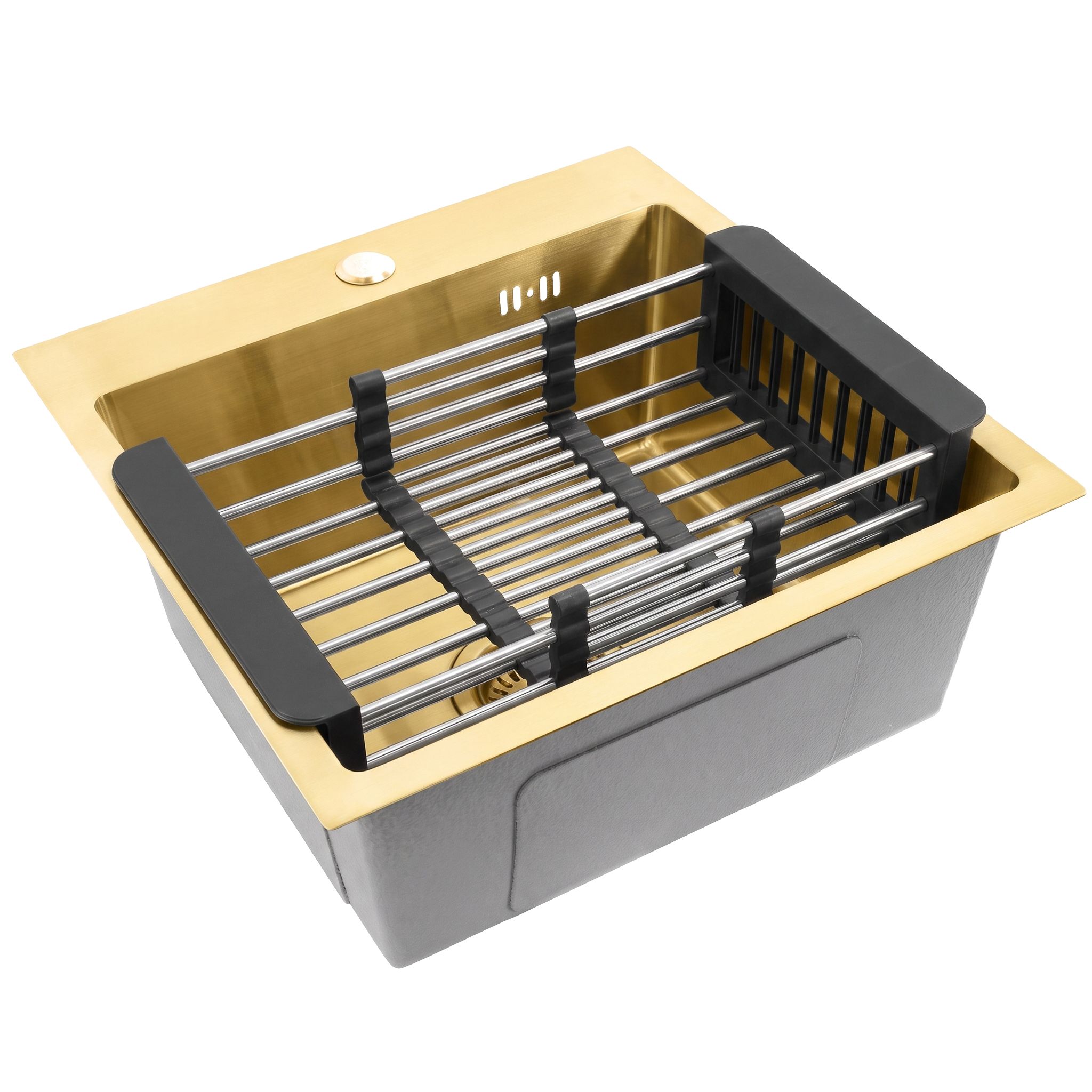 Čelični sudoper sa setom dodataka 3 kom. REA Leo 40 Brush Gold