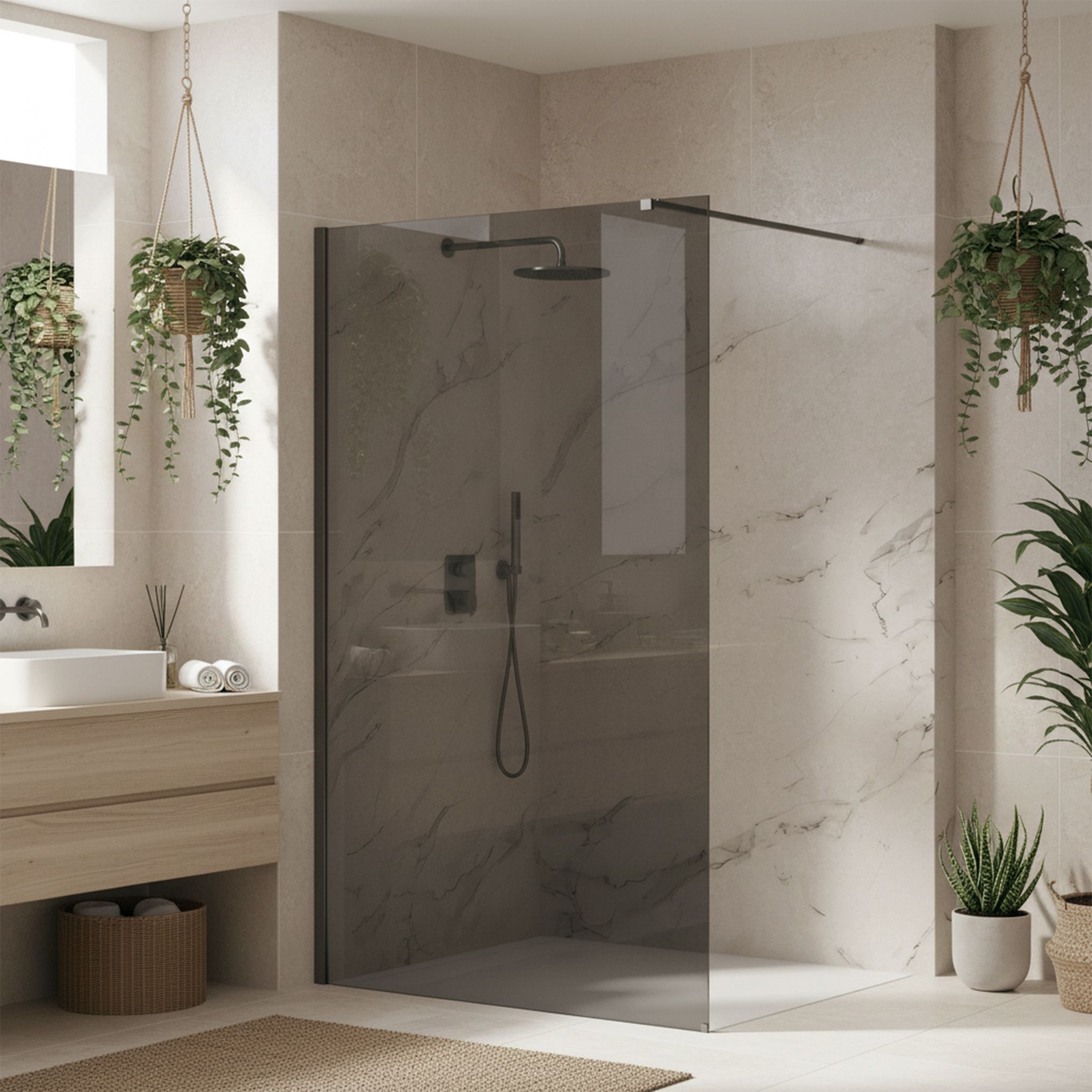 Tuš zaslon Rea Flexi Grey / Titan 80
