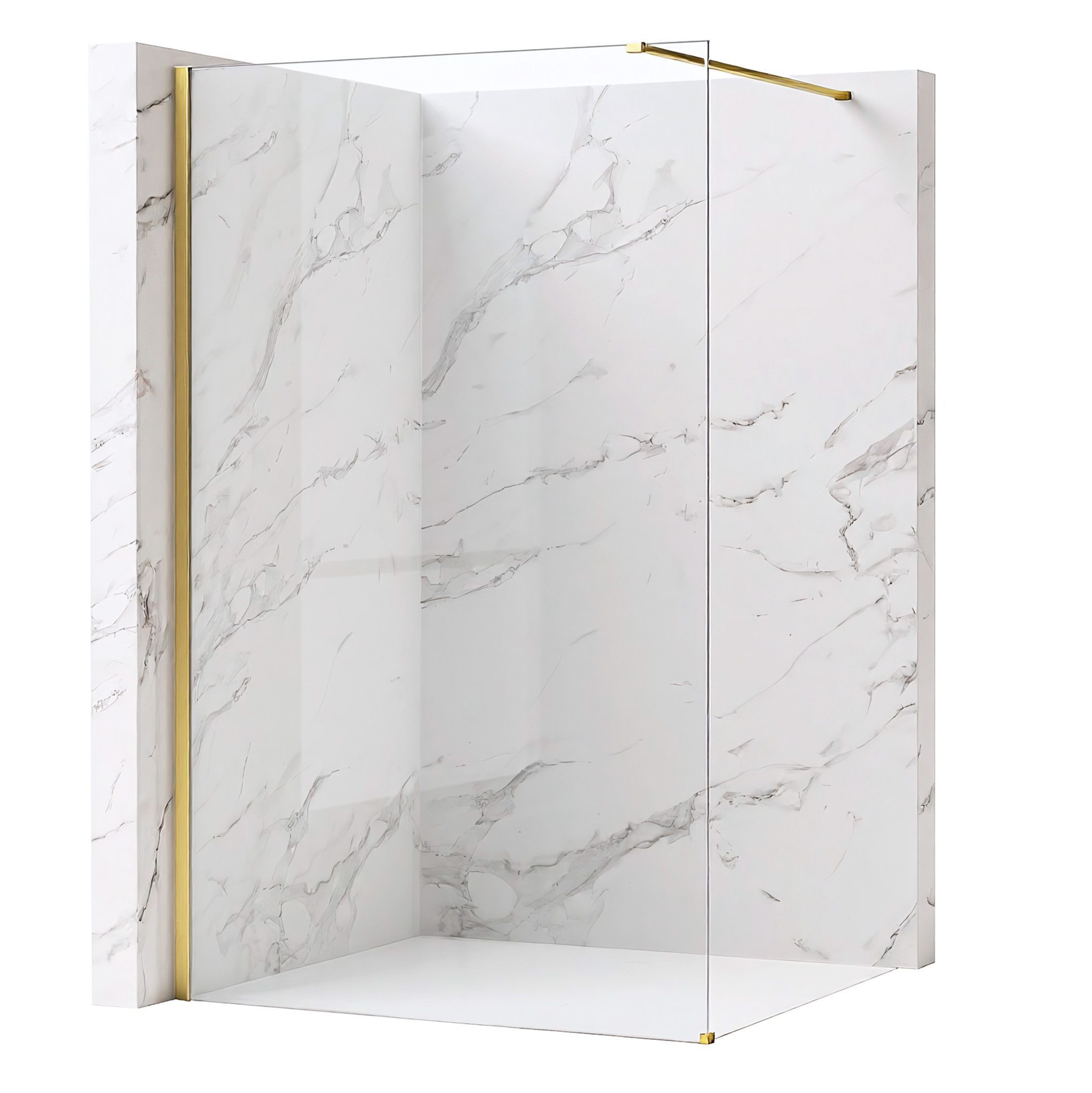 Tuš zaslon Rea Flexi Transparent / Brush Gold 110
