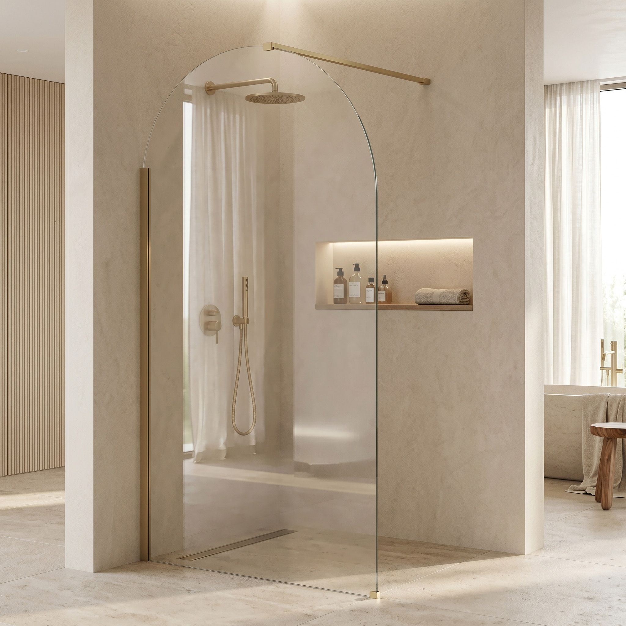 Tuš zaslon Rea Heaven Brush Gold 120