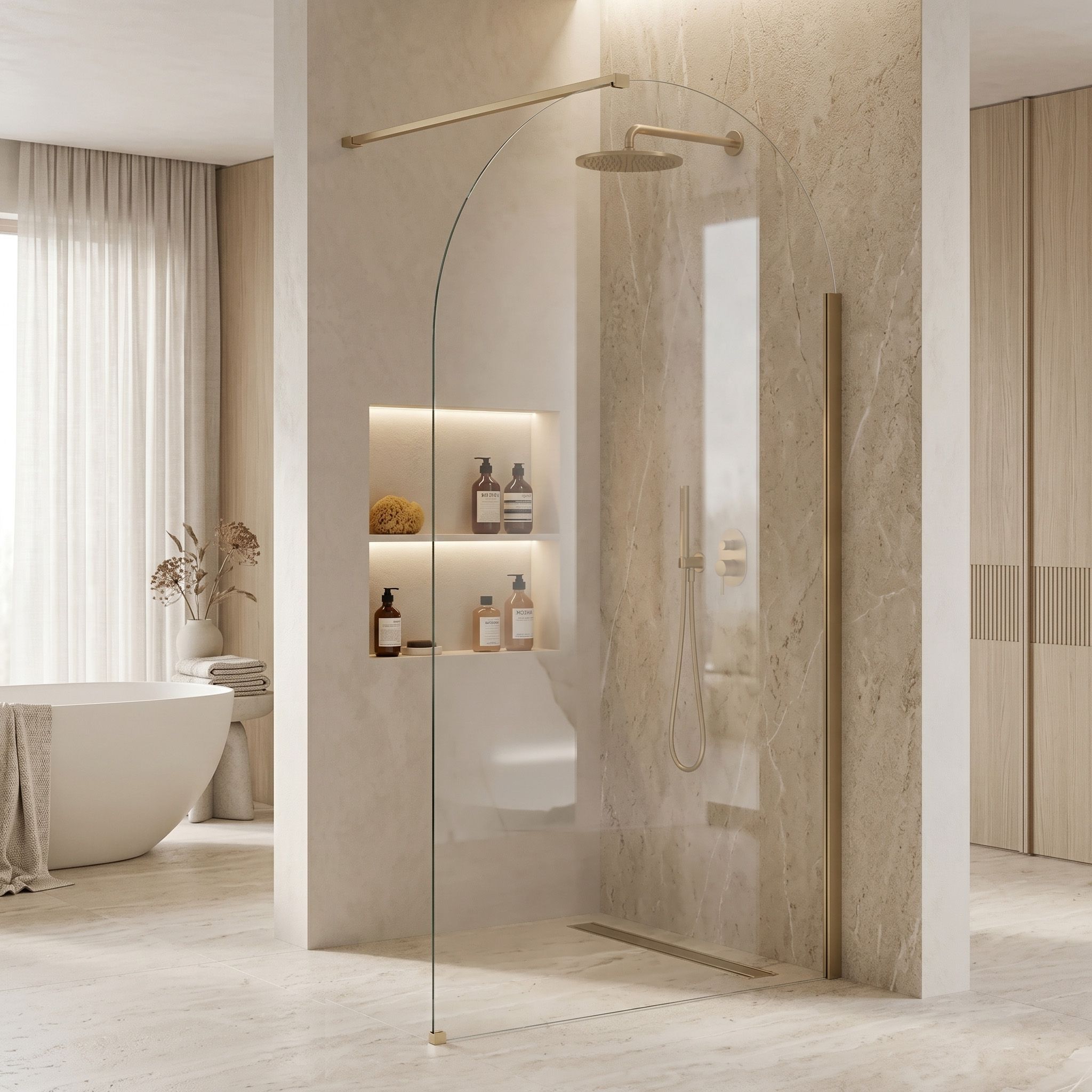 Tuš zaslon Rea Heaven Brush Gold 100