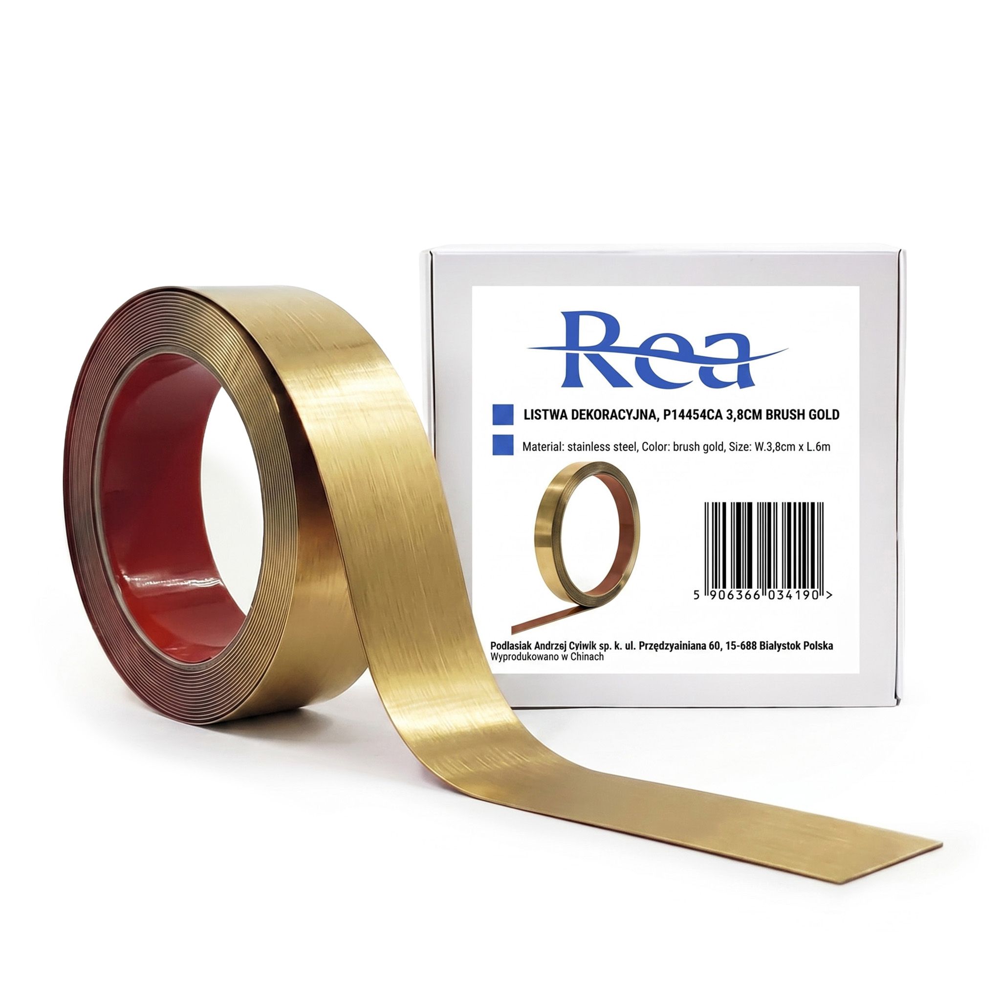 Samoljepljiva dekorativna lajsna Rea P14454CA 3,8cm Brush Gold